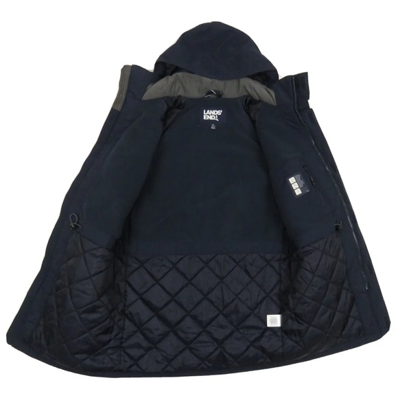 Lands End Waterproof Windproof Insulated Mens Hooded Full Zip Parka Jacket S - Picture 4 of 11